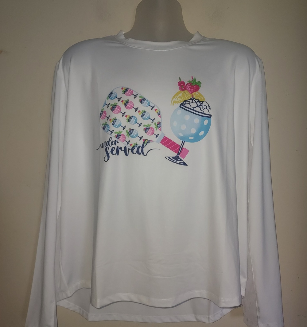 Sansoleil Women's Sun Shirt XL Long Sleeve Outdoor Pickleball & Drinks White